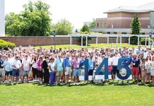 MAJOR MILESTONE: Employees at Starkweather & Shepley Insurance Brokerage Inc. celebrate the company’s 145th anniversary.  COURTESY STARKWEATHER & SHEPLEY INSURANCE BROKERAGE INC.