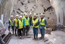 Narragansett Bay Commission BIG DIG: Narragansett Bay Commission staffers stand beside boring equipment in a combined sewer overflow underground tunnel.
COURTESY NARRAGANSETT BAY COMMISSION