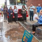 SPLASH DOWN: R.I. Housing and Mortgage Finance Corp. staff doused CEO and Executive Director Carol Ventura with water to help raise more than $1,000 in donations for the ALS United RI.  COURTESY R.I. HOUSING AND MORTGAGE FINANCE CORP. 