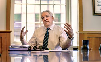 HEALTH KICK: Attorney General Peter F. Neronha has focused much of his attention during his tenure in office on the state’s health care system. He says it remains a top priority for the final 18 months of his term.  PBN PHOTO/MICHAEL SALERNO