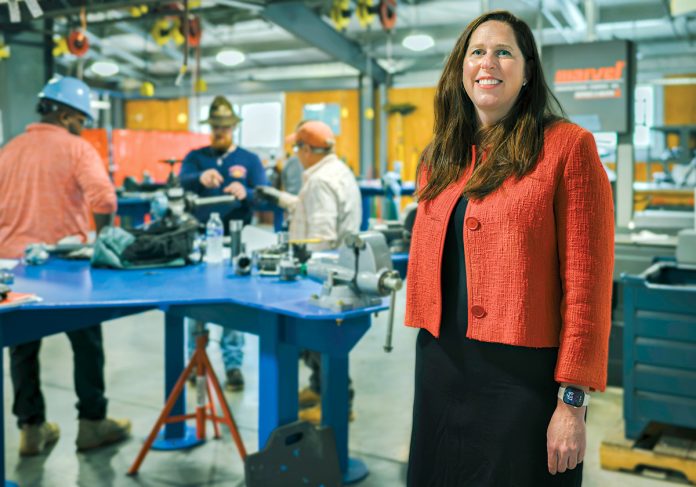 IN DEMAND: Courtney A. Murphy, director of talent acquisition, workforce development and compensation at General Dynamics Electric Boat, says there will always be a strong demand for nuclear submarines, which Electric Boat builds, but the manufacturer is having trouble finding qualified engineers. PBN PHOTO/­MICHAEL SALERNO