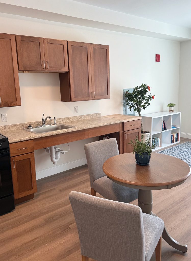 THE RIGHT FIT: The countertops and kitchen sinks in the 2 Hammett Court apartments are designed to accommodate residents in wheelchairs.  PBN PHOTO/KATIE CASTELLANI