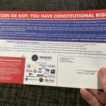 THIS MAILER was sent to 62,650 households in Providence by the City Council as part of a "Know Your Rights" campaign to counter U.S. Immigration and Customs Enforcement actions. The other side of the card is the Spanish translation. / PBN FILE PHOTO/WILLIAM HAMILTON