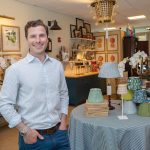 ILLUMINATING DISPLAY: Patrick Dolat managed Newport Lamp & Shade Co. for years and served as creative director before taking over as the owner in 2017. The store features high-end lamps and shades crafted by artisans from around the world.  PBN PHOTO/KATE WHITNEY LUCEY