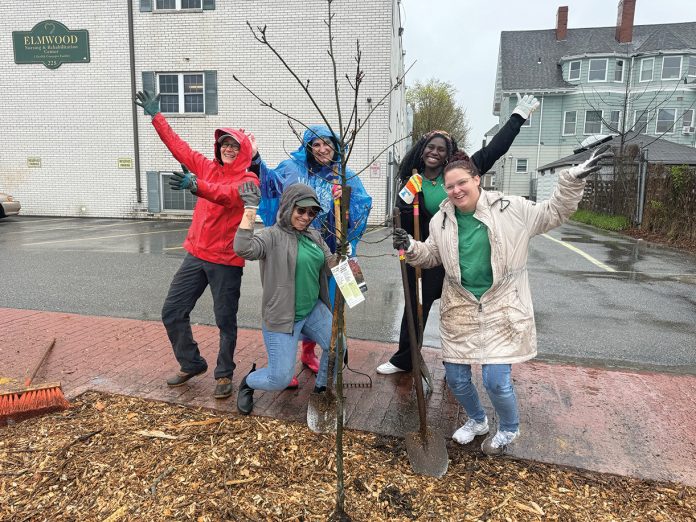 TREE’S COMPANY: Neighborhood Health Plan of Rhode Island employees plant a tree during a community initiative at Elmwood Nursing & Rehabilitation Center in Providence.
COURTESY NEIGHBORHOOD
HEALTH PLAN OF RHODE ISLAND TREE’S COMPANY: Neighborhood Health Plan of Rhode Island employees plant a tree during a community initiative at Elmwood Nursing & Rehabilitation Center in Providence.
COURTESY NEIGHBORHOOD
HEALTH PLAN OF RHODE ISLAND