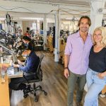 Meet the Makers: For Haverhill founder, jewelry was in the genes DYNAMIC DUO: Haverhill Leach, right, founded jewelry maker Haverhill in 2013 and after meeting management consultant Andrej Strojin, left, on a dating app in 2018, the two were married four months later and Strojin joined Haverhill as CEO. The two are pictured at their manufacturing facility in Warren.
PBN PHOTO/MICHAEL SALERNO