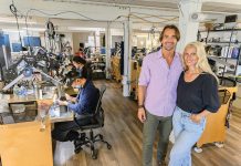 Meet the Makers: For Haverhill founder, jewelry was in the genes DYNAMIC DUO: Haverhill Leach, right, founded jewelry maker Haverhill in 2013 and after meeting management consultant Andrej Strojin, left, on a dating app in 2018, the two were married four months later and Strojin joined Haverhill as CEO. The two are pictured at their manufacturing facility in Warren.
PBN PHOTO/MICHAEL SALERNO