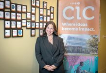 HUB OF ACTIVITY: Caitlin Villari, CIC Providence LLC’s regional director of events, says spaces at the business hub at 225 Dyer St. are about 90% occupied.  PBN PHOTO/JOSH EDENBAUM