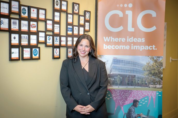 HUB OF ACTIVITY: Caitlin Villari, CIC Providence LLC’s regional director of events, says spaces at the business hub at 225 Dyer St. are about 90% occupied.  PBN PHOTO/JOSH EDENBAUM