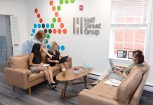 Half Street Group building a brand for themselves, and others STRATEGIC PLANNING: From left, Half Street Group team members Nadia Engenheiro, digital and social media strategist; Account Director Hillary Lima; senior account executive Chelsea DeCesare; and account executive Kerri Tallman discuss a marketing plan at the public relations firm’s Providence office.
PBN PHOTO/TRACY JENKINS
