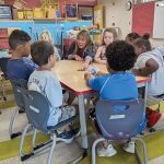 As funding shrinks, can Learn365RI still get results? MORE THAN A GAME: Janice Mascarelli, center, a teacher at the Newport Family Child Opportunity Zone Summer Learning Academy at Pell Elementary School in Newport, plays Alphabet Zoop card games with Pell students to build letter and sound recognition skills as they prepare to enter first grade.
COURTESY NEWPORT FAMILY CHILD OPPORTUNITY ZONE SUMMER LEARNING ACADEMY