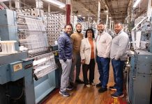 Meet the Makers: DaRosas weaving an impactful legacy in Pawtucket FAMILY TIES: North East East Knitting Inc. co-founder and President Rosalie DaRosa, middle, is surrounded by, from left, her son Michael DaRosa; her grandson Marcus DaRosa, who now oversees the business; and her sons Alex and Eric DaRosa at the company’s manufacturing facility in Pawtucket.
PBN PHOTO/TRACY JENKINS