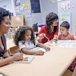 Everybody’s Business: Day care offers kids a sense of belonging FAMILY ATMOSPHERE: Mery Polanco, left, owner and director of Nery’s Land Learning Center, and teaching assistant Felipa Ponte, third from right, work with kids at the day care center in Pawtucket.
PBN PHOTO/MICHAEL SALERNO