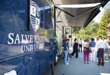 Salve nursing students take detour from classroom NEW WHEELS: Salve Regina University has launched a new health and mobile outreach program that includes a 40-foot vehicle staffed by nursing students and professors, who will be making the rounds to local organizations for health education.
COURTESY SALVE REGINA UNIVERSITY