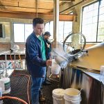 GLASS HALF FULL? A softening market has many local craft beer makers looking for new products and customers. Pictured is brewer Matt Von Holten, foreground, and cellarman Eric Gonzalez, at The Guild Brewery in Pawtucket.  PBN FILE PHOTO/MICHAEL SALERNO