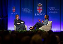 Rice talks Iraq War, AI and international student visas during Brown University visit