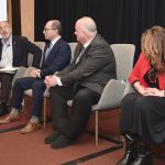 IDENTIFYING TRENDS: Stefan Pryor, far left, Rhode Island’s commerce secretary, speaks during a panel discussion at Providence Business News’ 2026 Economic Trends Summit at the Marriott Providence on Jan. 22. The other panelists, from left, are David Salvatore, Providence Foundation executive director; Edwin “Ted” Carr, Providence economic development director; and Kristen Adamo, Providence Warwick Convention & Visitors Bureau CEO and president.  PBN PHOTO/MIKE SKORSKI