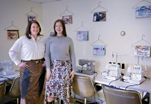 SEWING COMMUNITY: Danielle Sturm, left, and Charlotte von Meister, co-founders and owners of The Nest PVD, said they started the Providence-based vintage boutique shop and education space centered on curated secondhand clothing, tailoring and hands-on craft education to meet people while learning together. PBN PHOTO/MICHAEL SALERNO