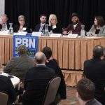 TEACHING MOMENT: Aarin B. Clemons, second from right, workforce manager at Polaris MEP, speaks during a panel discussion about education at Providence Business News’ 2026 Workforce Development Summit on Feb. 19. Also on the panel are, from left, Henry Young, assistant provost at New England Institute of Technology; Donna Remington, senior director of experiential education and career services at Johnson & Wales University; John Olerio, executive director of the Office of Strategic Initiatives at the University of Rhode Island; Rosemary A. Costigan, president of the Community College of Rhode Island; and Katharine Amaral, director of programs and community partnerships at Junior Achievement of Rhode Island.  PBN PHOTO/MIKE SKORSKI