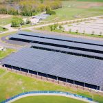 SHINING EXAMPLE: The University of Rhode Island solar carport was erected two years ago over a 400-spot parking lot along Plains Road on the South Kingstown campus.  COURTESY UNIVERSITY OF RHODE ISLAND