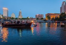 THE ORGANIZERS of WaterFire Providence are hoping for big crowds for the July 4 lighting to mark the 250th anniversary of the U.S., and so are downtown businesses. / COURTESY WATERFIRE PROVIDENCE