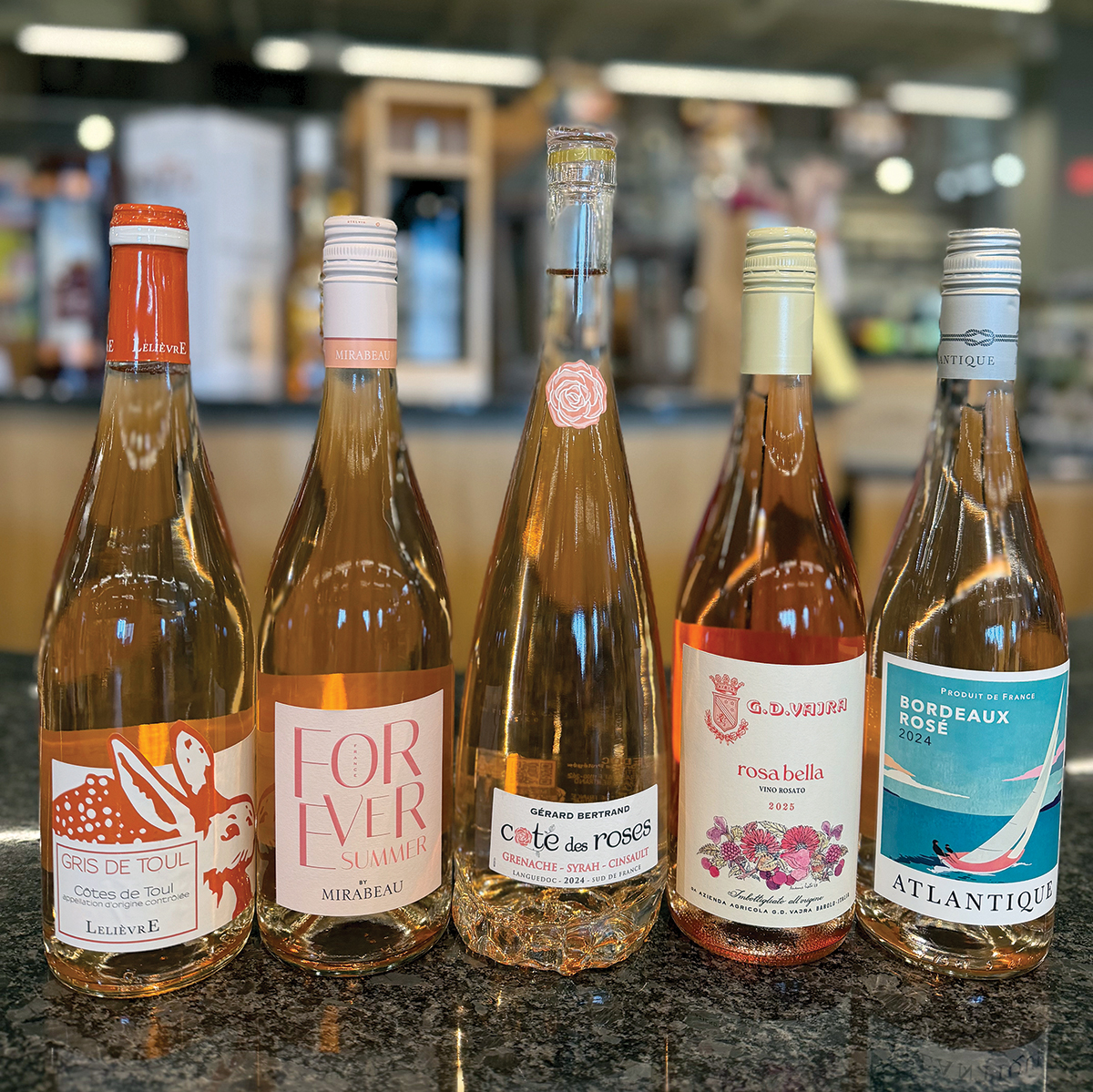 ROSE-COLORED GLASSES: Here are five rosés that are quality selections but won’t cost a bundle.
COURTESY JESSICA NORRIS GRANATIERO
