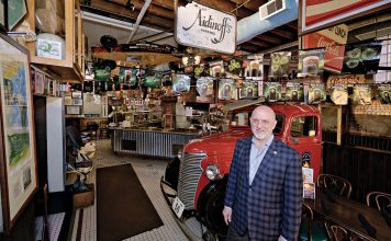 CALLING  THE SHOTS: Nicholas Schorsch visits The Brick Alley Pub & Restaurant in Newport. Schorsch is CEO of the Heritage Group, which has purchased two dozen Rhode Island restaurants in recent years, including the Brick Alley Pub.  PBN PHOTO/ MICHAEL SALERNO