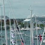 TWO CRUISE SHIPS docked in Newport during a previous summer season. City and tourism officials are concerned about a proposal to increase the fees that large ships are charged during visits to the City of the Sea. COURTESY DISCOVER NEWPORT