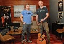 Operation Encore helps provide a second act for veterans turned musicians DYNAMIC DUO: Erik Brine, left, and Rob Raymond, co-founders of Operation Encore, at their office in Jamestown. The nonprofit provides opportunities for veteran and active-duty singer-songwriters and musicians to take their music to the next level, offering artist development, professional recording and educational services.
PBN PHOTO/ELIZABETH GRAHAM