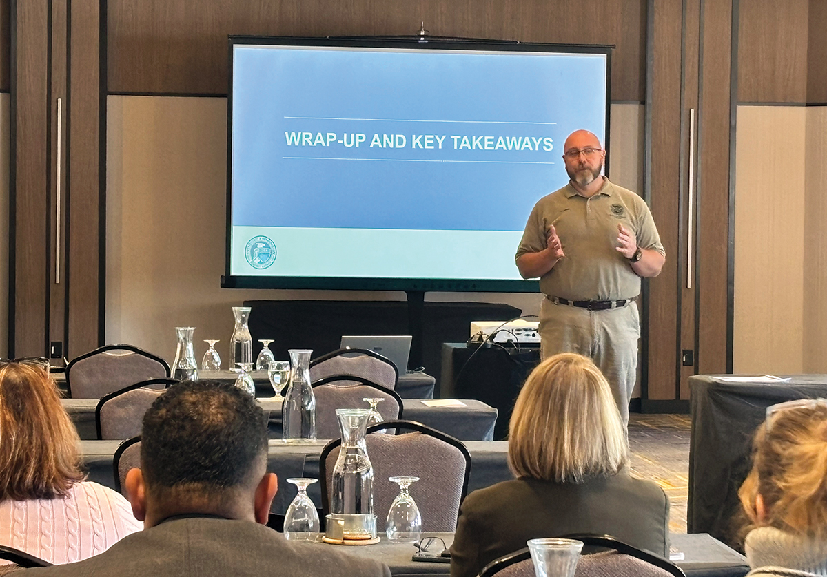 GETTING PREPARED: Erik Ulmen, protective security adviser for Rhode Island at the U.S. Department of Homeland Security, leads a training seminar on active shooter and violent incident response organized by the Rhode Island Hospitality Association.
COURTESY RHODE ISLAND HOSPITALITY ASSOCIATION