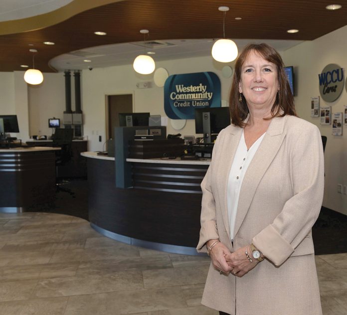 Tech with a personal touch: Meg Sisco, chief experience officer at Westerly Community Credit Union, strives to continue technological innovation while maintaining the customer experience.
PBN PHOTO/ELIZABETH GRAHAM Tech with a personal touch: Meg Sisco, chief experience officer at Westerly Community Credit Union, strives to continue technological innovation while maintaining the customer experience.
PBN PHOTO/ELIZABETH GRAHAM
