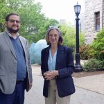 LOOKING AHEAD: Josh Daly, left, co-founder of Local Return, says the retirement of manufacturers without a succession plan is a “huge economic development issue.” With him is Nancy Forster-Holt, clinical associate professor at the University of Rhode Island’s College of ­Business.  PBN PHOTO/­ELIZABETH GRAHAM