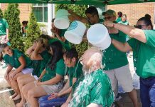 Neighborhood Health Plan of Rhode Island MAKING A SPLASH: Neighborhood Health staff members participate in an ice bucket “CEO Challenge” to support Rhode Islanders living with ALS.
COURTESY NEIGHBORHOOD HEALTH PLAN OF RHODE ISLAND