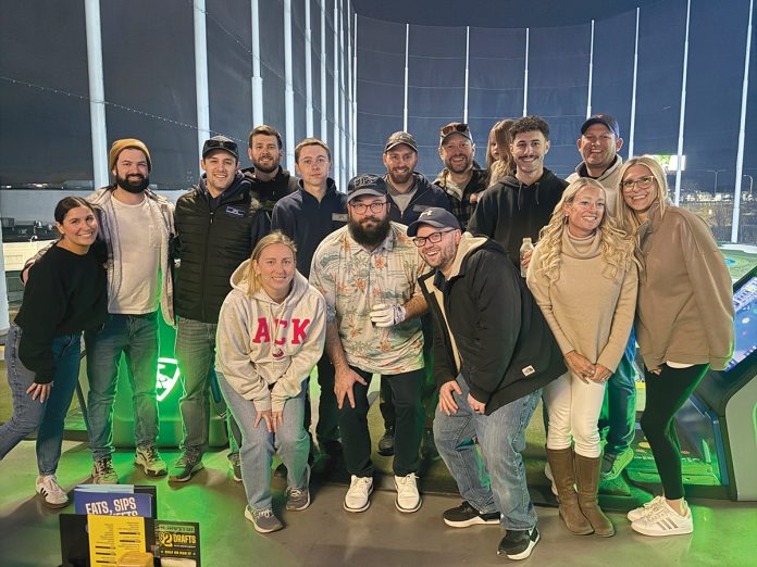 DISPLAYING DRIVE: Co-workers from JPS Construction and Design Inc.
spend some time together at Topgolf sports and entertainment complex.
COURTESY JPS CONSTRUCTION AND DESIGN INC. DISPLAYING DRIVE: Co-workers from JPS Construction and Design Inc.
spend some time together at Topgolf sports and entertainment complex.
COURTESY JPS CONSTRUCTION AND DESIGN INC.
