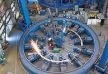 EB’s investment in local schools is paying off WORKFORCE PIPELINE: Mechanics work in one of Electric Boat’s metal fabrication “fixtures” used to build frames that reinforce a submarine’s pressure hull.
COURTESY GENERAL DYNAMICS ELECTRIC BOAT