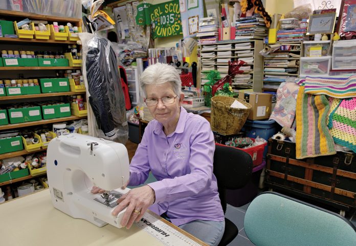 SUPPLIES AND SCHOOLING: Maureen van Herpe is the owner and operator of Wood Items & More in Smithfield, where she sells various craft items and teaches sewing, decorative painting, crocheting and quilting classes.  PBN PHOTO/MICHAEL SALERNO
