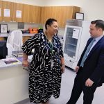 Breaking healthcare barriers after prison A MEDICAL CONSULTATION: Frances DaLomba, clinical director of the health and wellness center at the nonprofit Justice Assistance, chats with the organization’s CEO, Jacob Bissaillon.
PBN PHOTO/MICHAEL SALERNO