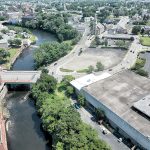 HOLDING POTENTIAL: Pawtucket has narrowed down the proposals for the so-called “Downtown Gateway Project,” the 20 acres of property in the downtown area, including the former Apex department store property at the far right.  COURTESY CITY OF PAWTUCKET