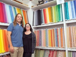 BALANCED APPROACH: Blaine’s Sewing Machine Center owners Kate and Tim Palaski maintain an old-school mentality of supporting the customer and offering unique services while adapting to change with the times. PBN PHOTO/STEPHANIE BERNABA