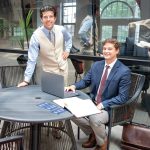 NEW ­PRACTICE: Attorneys John R. Feeney, left, and Maxwell Holland are the founding partners of Contract House LLC, a generative artificial intelligence-driven, attorney-backed law firm in Newport. PBN PHOTO/DAVID HANSEN