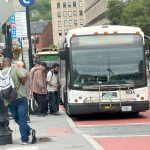 RIPTA lawsuit highlights ‘gray area’ in state law THE CONNECTION: Passengers board an R.I. Public Transit Authority bus recently at Kennedy Plaza in Providence.
PBN PHOTO/CHRISTOPHER ALLEN