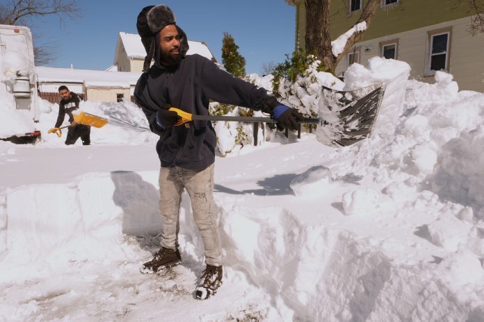 Winter Weather Rhode Island JESUS TORRES shovels out his Cranston driveway after a winter storm dumped about 3 feet of snow across Rhode Island from Feb. 22-23. Rhode Island’s congressional delegation is demanding answers as to why the Trump administration blocked disaster relief funding for the state. / AP FILE PHOTO/CHARLES KRUPA