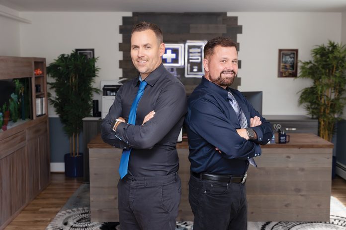 Tech team:  Nick Bernseld, left, and Paul Riendeau are the co-founders and CEOs of information technology services company IT Support RI in North Smithfield, which has used an integrated artificial intelligence platform to improve efficiency. COURTESY IT SUPPORT RI