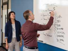 RI’s life sciences hub: RI Bio Connective Infrastructure: Michelle Wu, of WU Consulting, meets with Glenn Robertelli, RI Bio’s executive director, whose nonprofit links Rhode Island’s life sciences ecosystem.
PBN PHOTO/ TRACY JENKINS