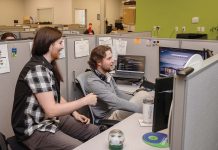 New system, staff training key to Vertikal 6’s rise AI-Driven Growth: Warwick tech firm Vertikal 6 is growing through artificial intelligence and cybersecurity work. From left, Joe Sabala, field services technician, and Jared Ducharme, escalation team lead, at Vertikal 6.
PBN PHOTO/TRACY JENKINS
