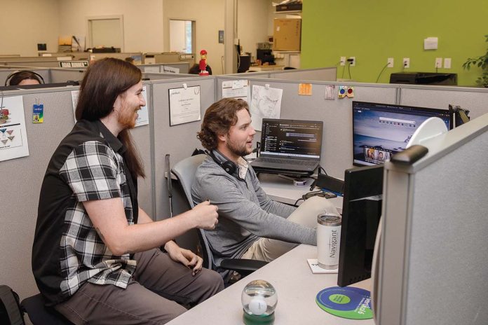 AI-Driven Growth: Warwick tech firm Vertikal 6 is growing through artificial intelligence and cybersecurity work. From left, Joe Sabala, field services technician, and Jared Ducharme, escalation team lead, at Vertikal 6.
PBN PHOTO/TRACY JENKINS AI-Driven Growth: Warwick tech firm Vertikal 6 is growing through artificial intelligence and cybersecurity work. From left, Joe Sabala, field services technician, and Jared Ducharme, escalation team lead, at Vertikal 6.
PBN PHOTO/TRACY JENKINS