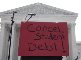 WalletHub: R.I. has 16th-highest student loan debt in the nation A DEMONSTRATION SIGN is seen outside the U.S. Supreme Court in Washington, D.C., in June 2023 before a divided high court stuck down the Biden administration's $400 billion student loan forgiveness plan. Rhode Island has the 16th-highest student loan debt burden in the nation, according to WalletHub. / AP FILE PHOTO/MARIAM ZUNHAIB