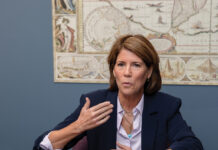 DEMOCRAT HELENA Buonanno Foulkes holds a 9-point lead over independent Ken Block in Rhode Island’s gubernatorial race, according to a poll released by WPRI-TV CBS 12 and Emerson College. / PBN FILE PHOTO/TRACY JENKINS