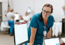 LEARNING THE ROPES: Andrea Hale, an advanced practice clinician in pulmonary critical care at Kent Hospital, participates in Epic system training. COURTESY CARE NEW ENGLAND  HEALTH SYSTEM