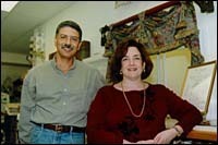 Carlos Ferro, manager of theflooring department, with DeborahDeChristofarro, president. Carlos Ferro, manager of the<br>flooring department, with Deborah<br>DeChristofarro, president.